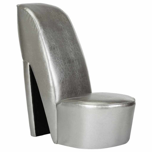 vidaXL Κάθισμα Γόβα Ασημί από Συνθετικό Δέρμα