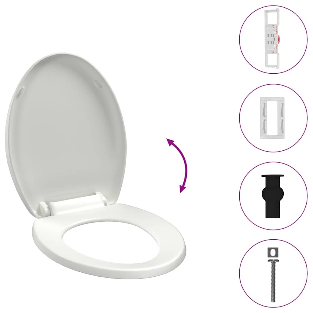 vidaXL Κάλυμμα Λεκάνης με Soft Close & Quick Release Λευκό