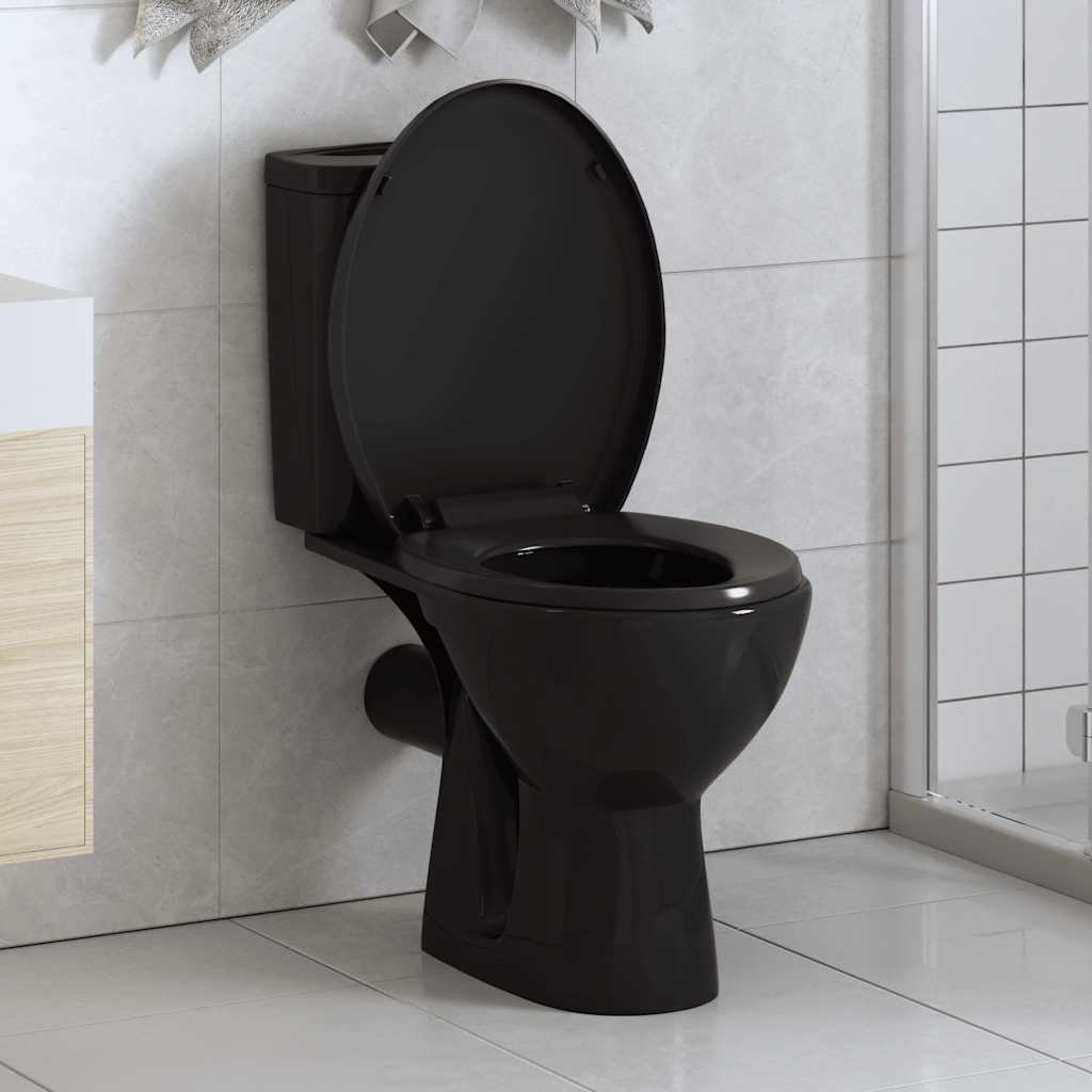 vidaXL Κάλυμμα Λεκάνης με Soft Close & Quick Release Μαύρο