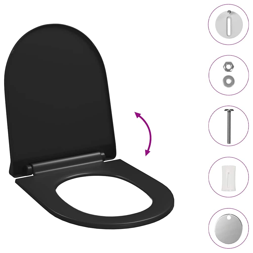 vidaXL Κάλυμμα Λεκάνης με Soft Close & Quick Release Μαύρο