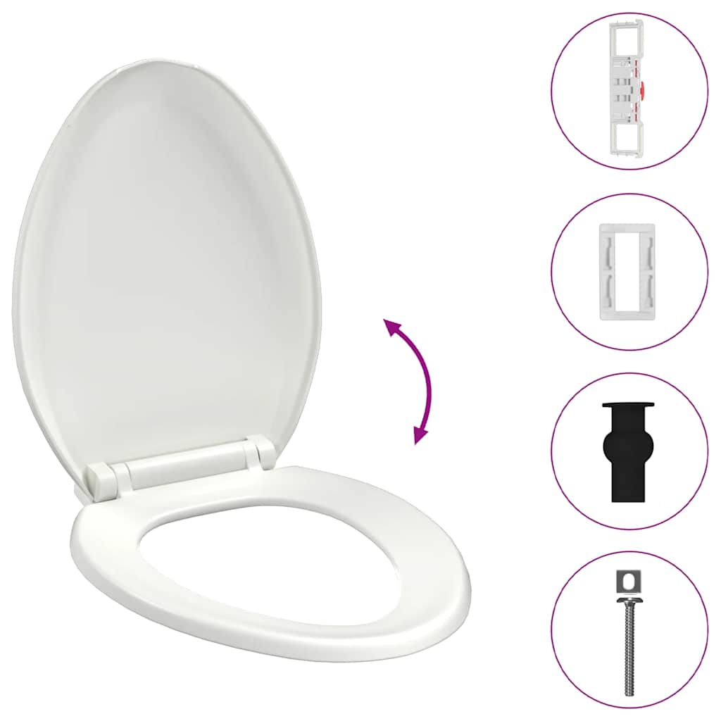 vidaXL Κάλυμμα Λεκάνης με Soft Close & Quick Release Λευκό