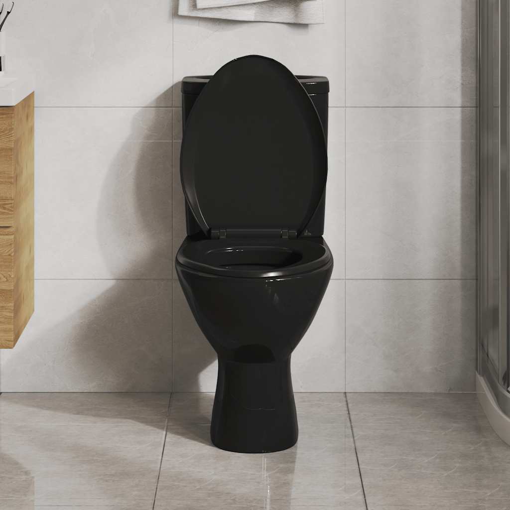 vidaXL Κάλυμμα Λεκάνης με Soft Close & Quick Release Μαύρο