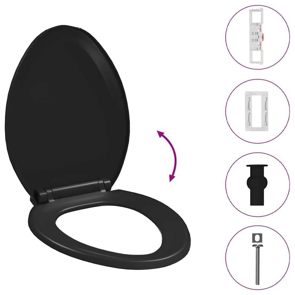 vidaXL Κάλυμμα Λεκάνης με Soft Close & Quick Release Μαύρο