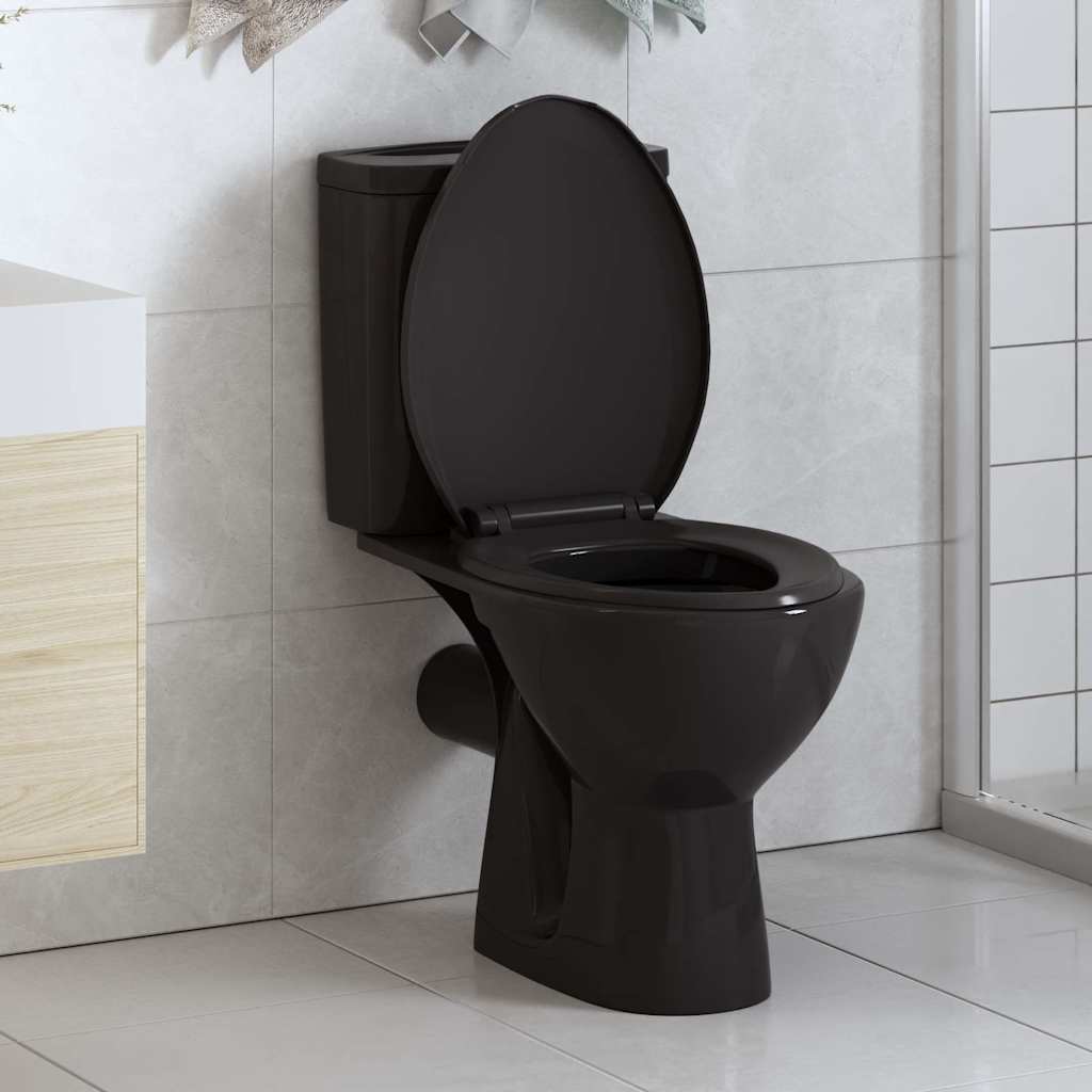 vidaXL Κάλυμμα Λεκάνης με Soft Close & Quick Release Μαύρο