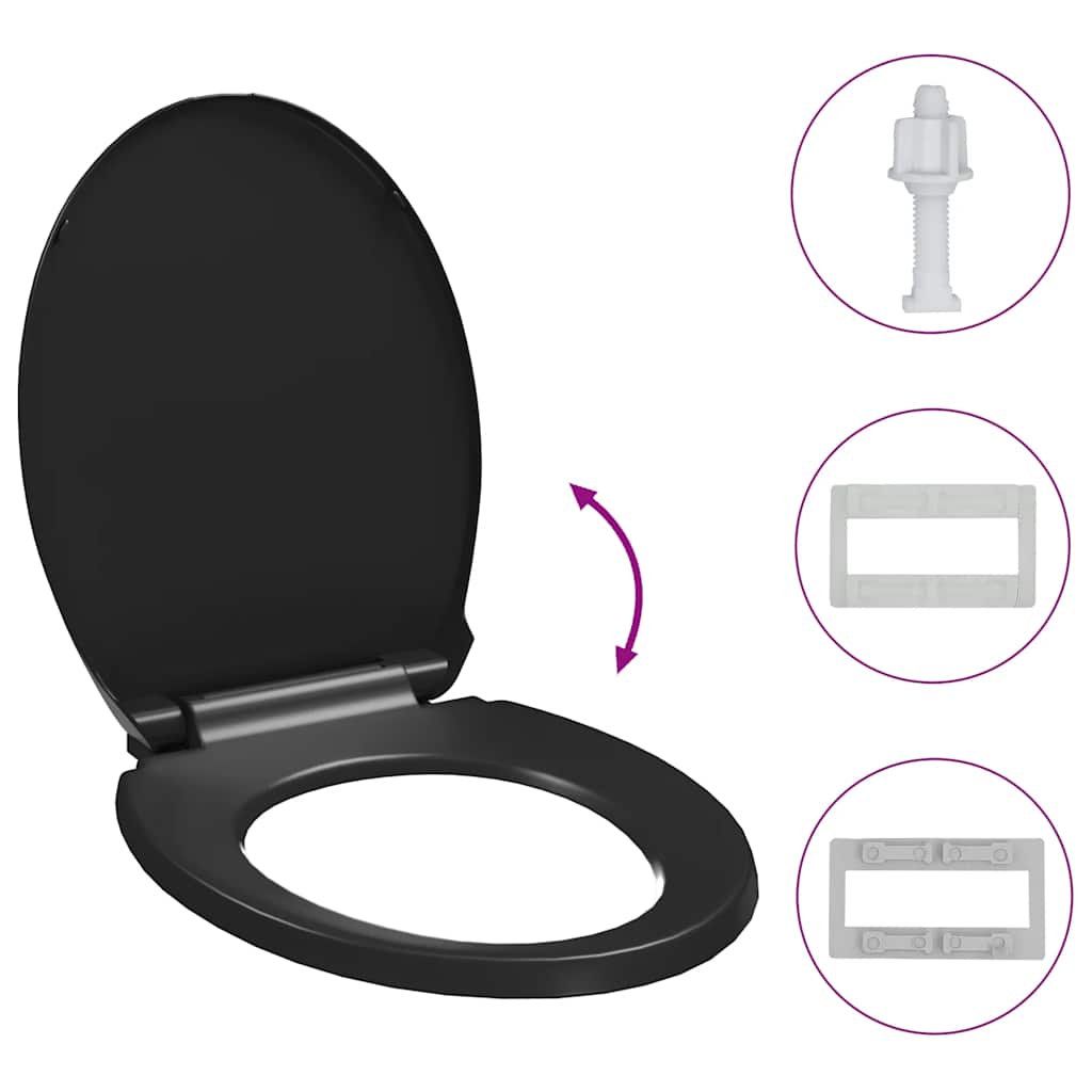 vidaXL Κάλυμμα Λεκάνης με Soft Close & Quick Release Μαύρο