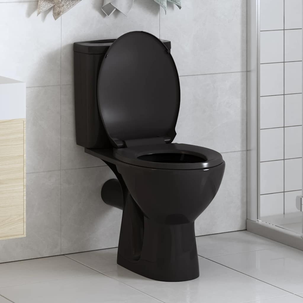 vidaXL Κάλυμμα Λεκάνης με Soft Close & Quick Release Μαύρο