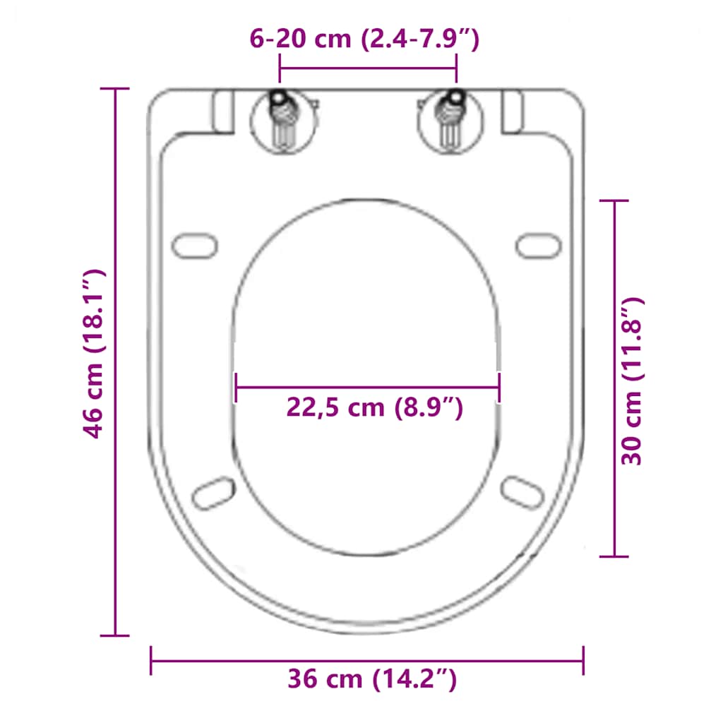 vidaXL Κάλυμμα Λεκάνης με Soft Close & Quick Release Μαύρο