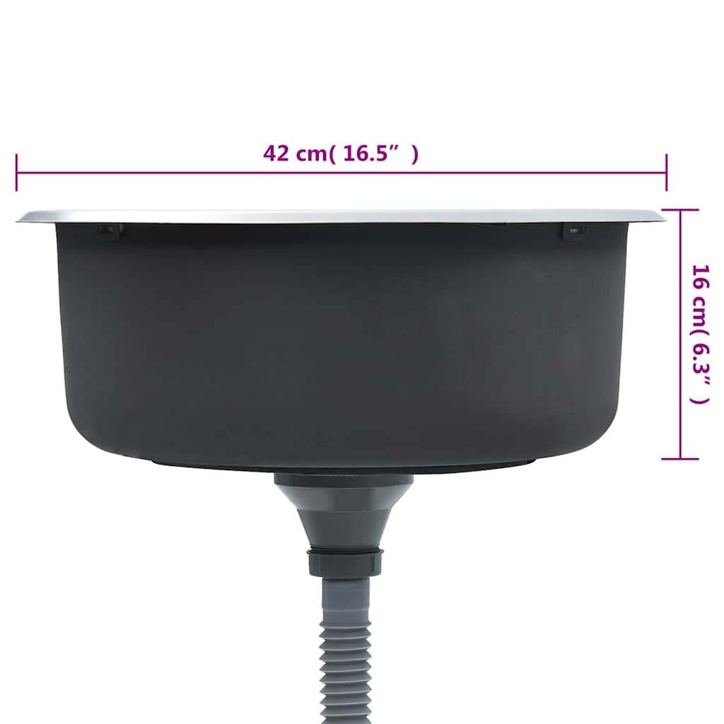 vidaXL Νεροχύτης Κουζίνας με Φίλτρο Σιφονιού και Σιφόνι Ανοξ. Ατσάλι