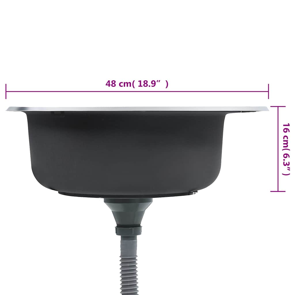 vidaXL Νεροχύτης Κουζίνας με Φίλτρο Σιφονιού και Σιφόνι Ανοξ. Ατσάλι