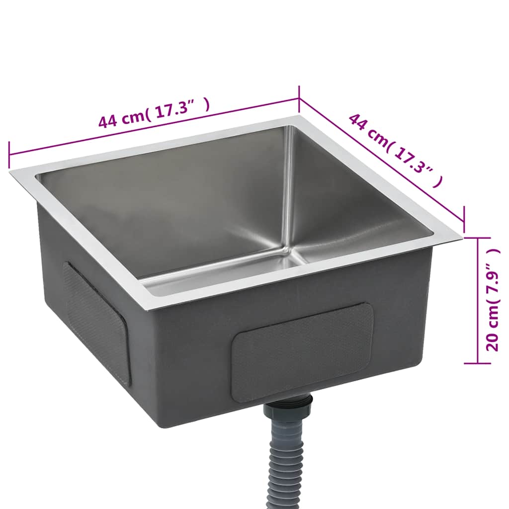 vidaXL Νεροχύτης Κουζίνας Χειροποίητος από Ανοξείδωτο Ατσάλι