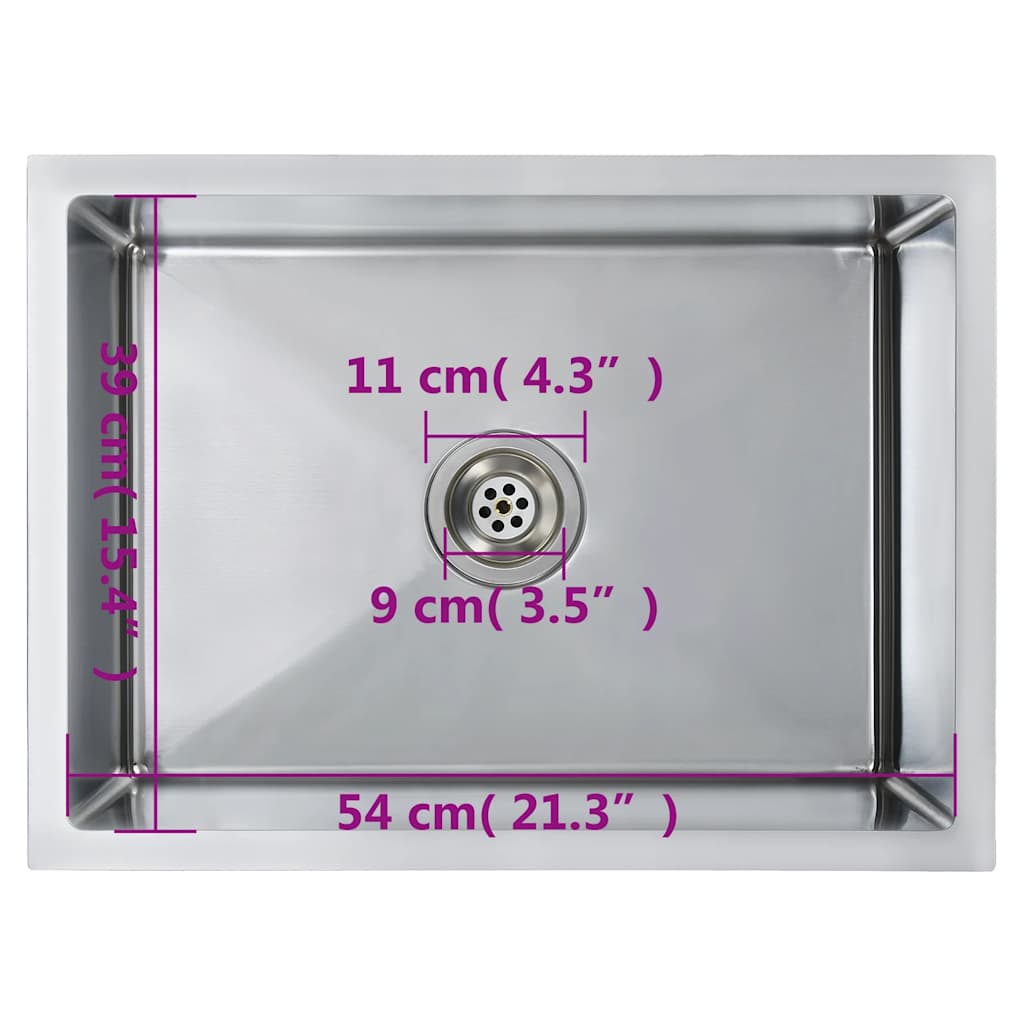 vidaXL Νεροχύτης Κουζίνας Χειροποίητος από Ανοξείδωτο Ατσάλι