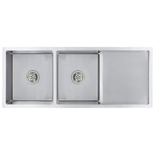 vidaXL Νεροχύτης Κουζίνας Χειροποίητος από Ανοξείδωτο Ατσάλι