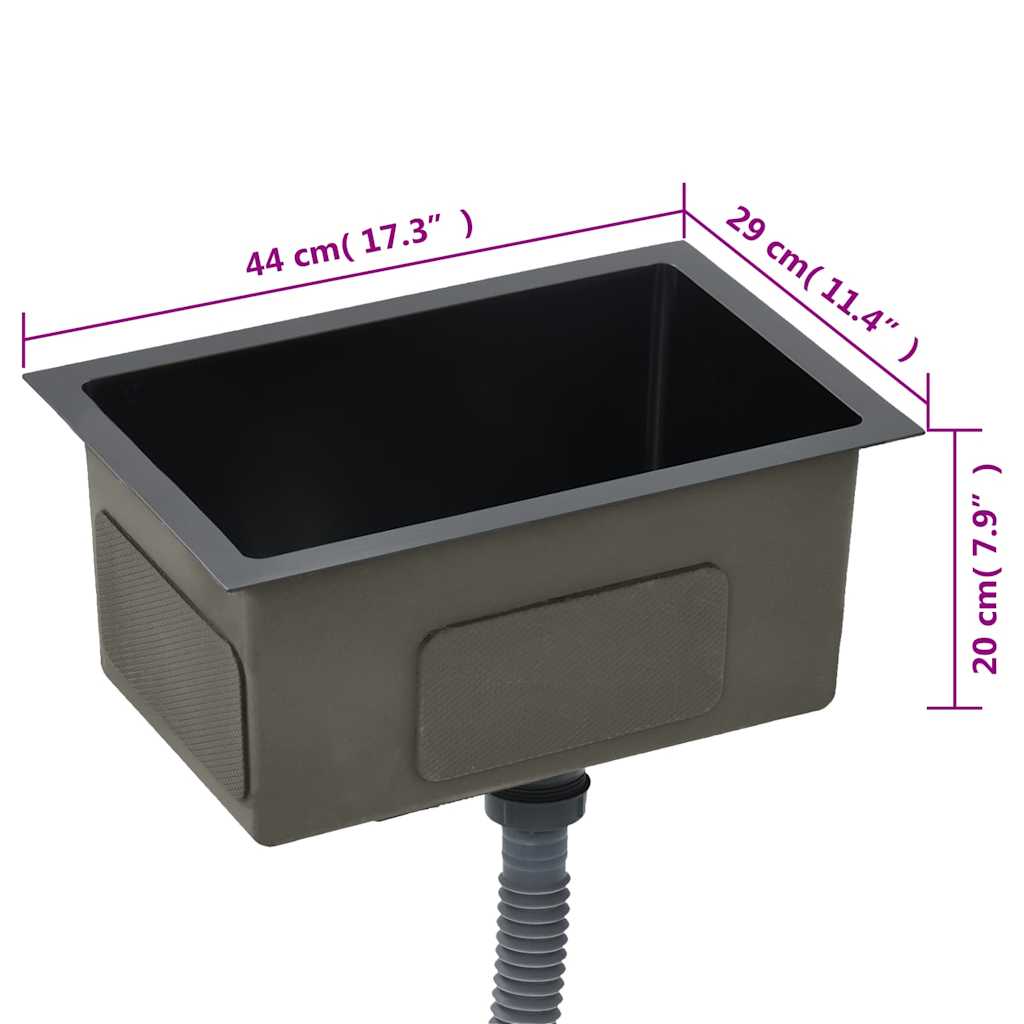 vidaXL Νεροχύτης Κουζίνας Χειροποίητος Μαύρος από Ανοξείδωτο Ατσάλι