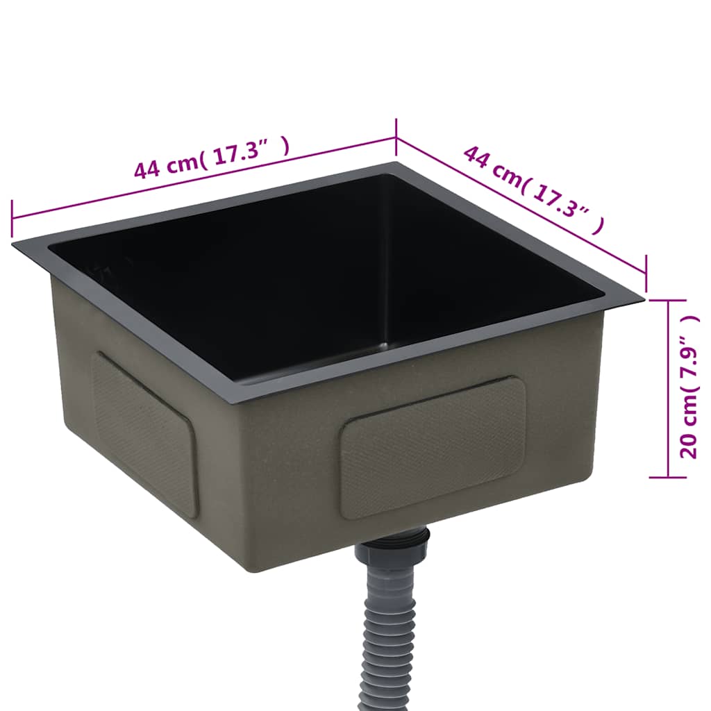 vidaXL Νεροχύτης Κουζίνας Χειροποίητος Μαύρος από Ανοξείδωτο Ατσάλι