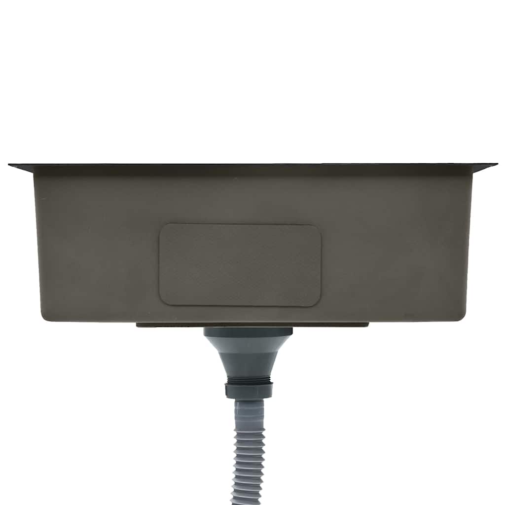 vidaXL Νεροχύτης Κουζίνας Χειροποίητος Μαύρος από Ανοξείδωτο Ατσάλι