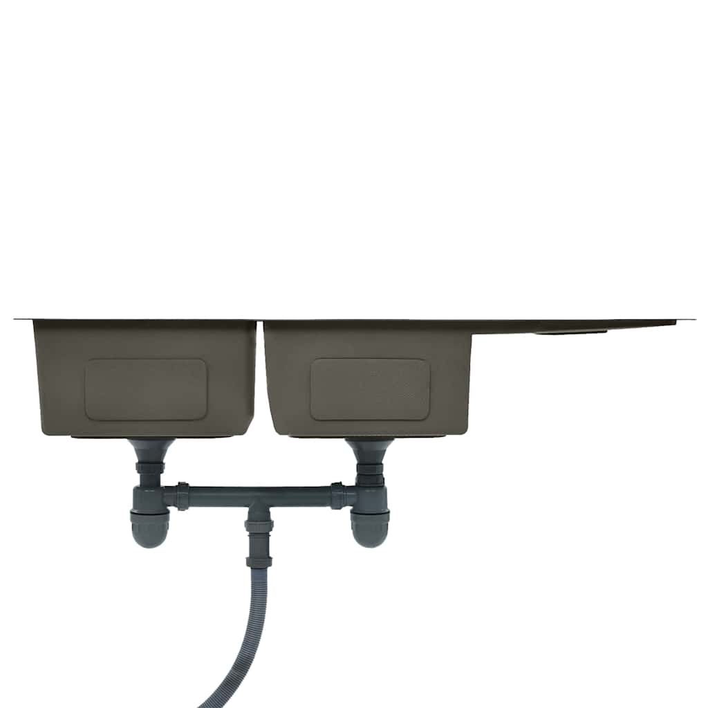 vidaXL Νεροχύτης Κουζίνας Χειροποίητος Μαύρος από Ανοξείδωτο Ατσάλι