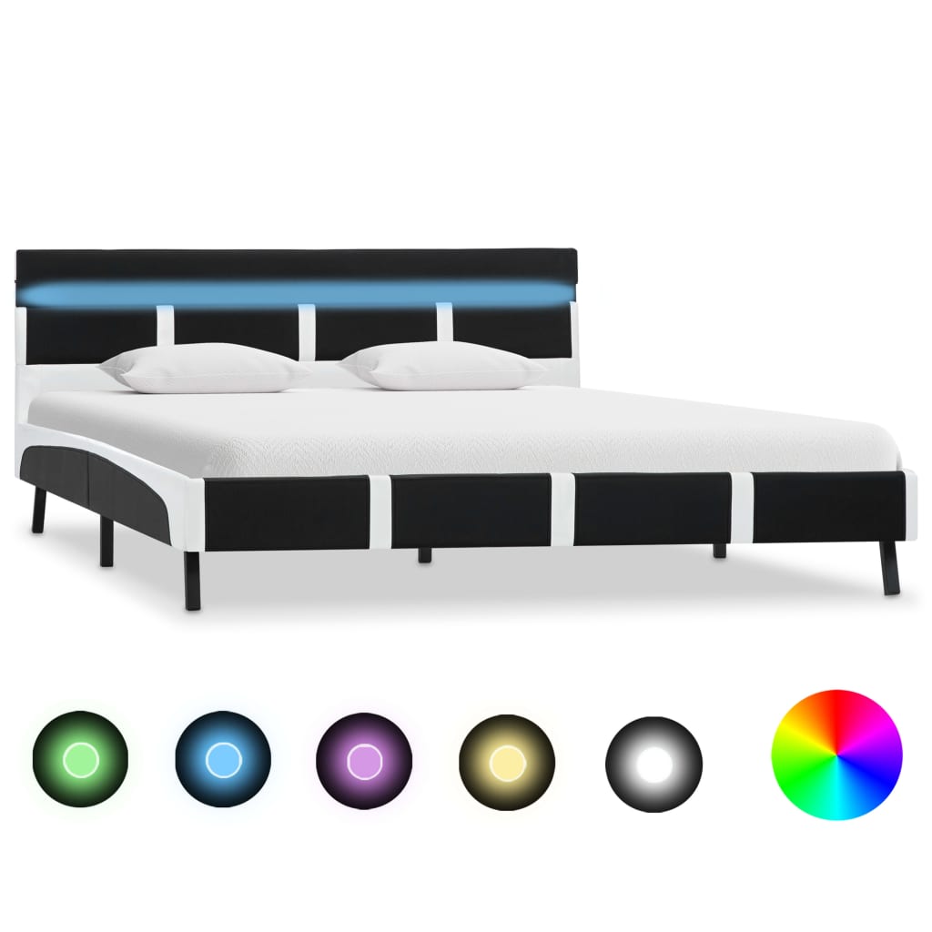vidaXL Πλαίσιο Κρεβατιού με LED Μαύρο 160x200 εκ. από Συνθετικό Δέρμα
