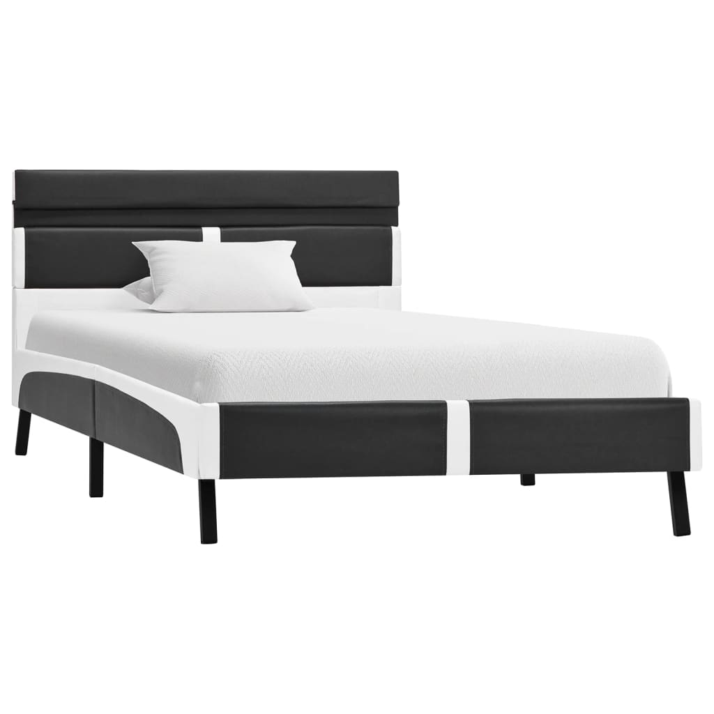 vidaXL Πλαίσιο Κρεβατιού με LED Γκρι 90x200 εκ. από Συνθετικό Δέρμα