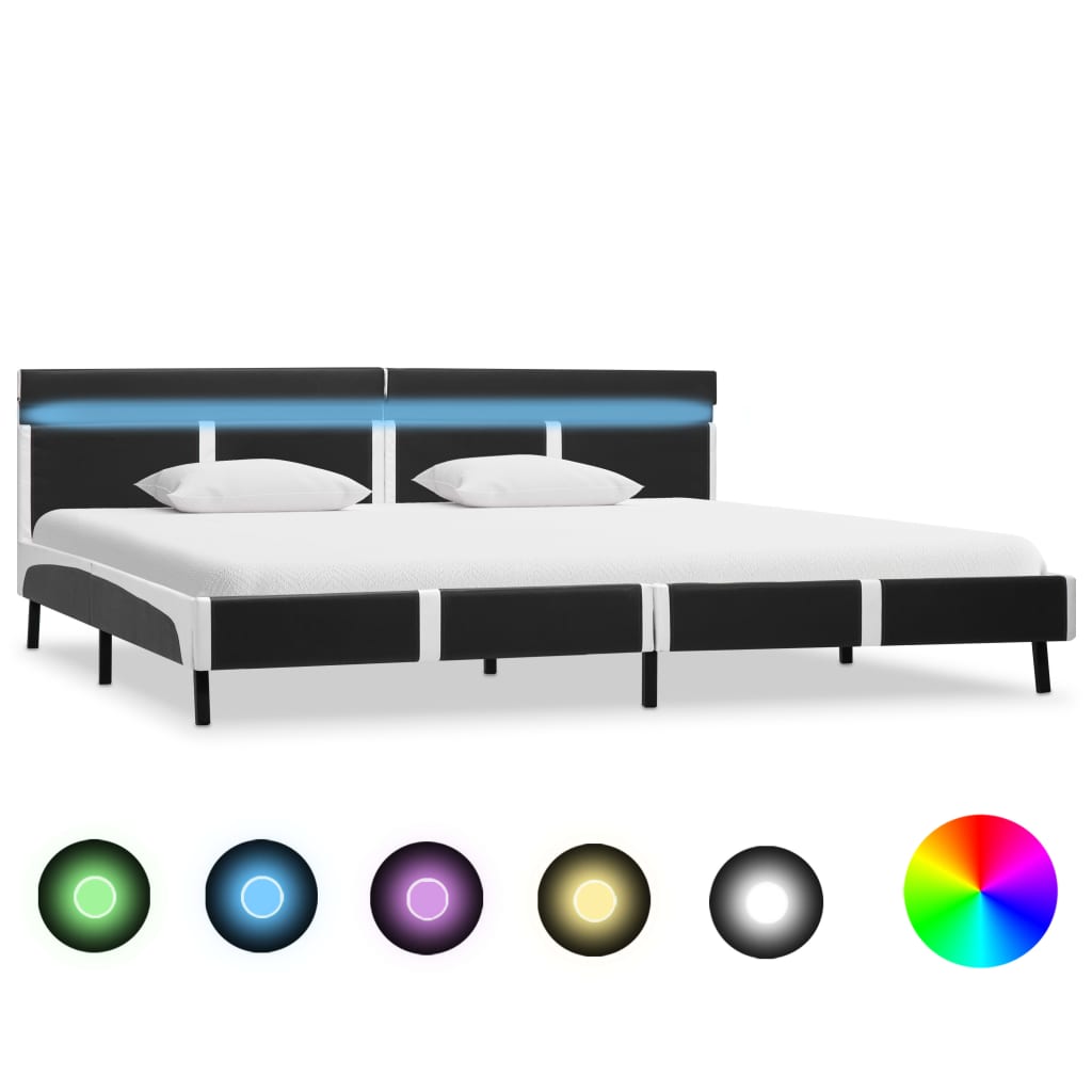 vidaXL Πλαίσιο Κρεβατιού με LED Γκρι 180 x 200 εκ. από Συνθετικό Δέρμα