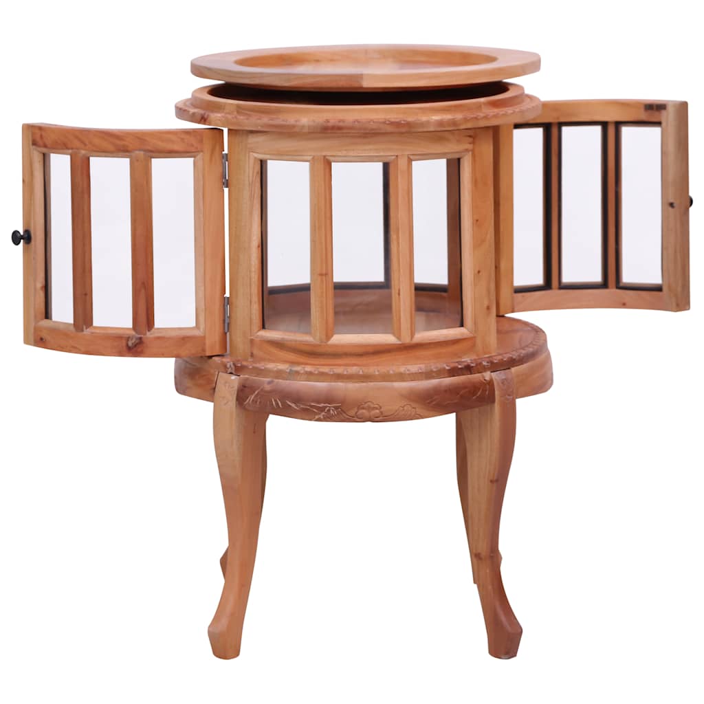 vidaXL Τραπεζάκι Βιτρίνα Φυσικό Χρώμα 50 x 50 x 76 εκ. από Μασίφ Μαόνι