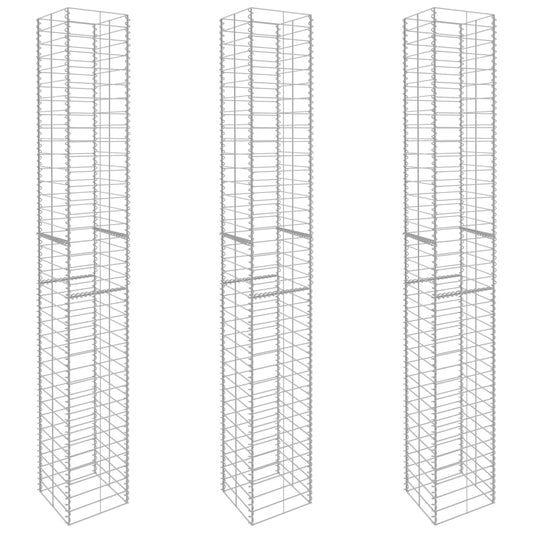 vidaXL Συρματοκιβώτια Σετ 3 τεμ. 25 x 25 x 197 εκ. Γαλβανισμένο Ατσάλι