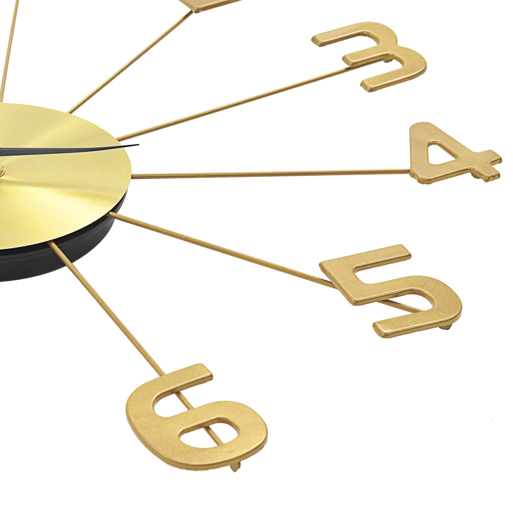 vidaXL Ρολόι Τοίχου Χρυσό 50 εκ. Μεταλλικό