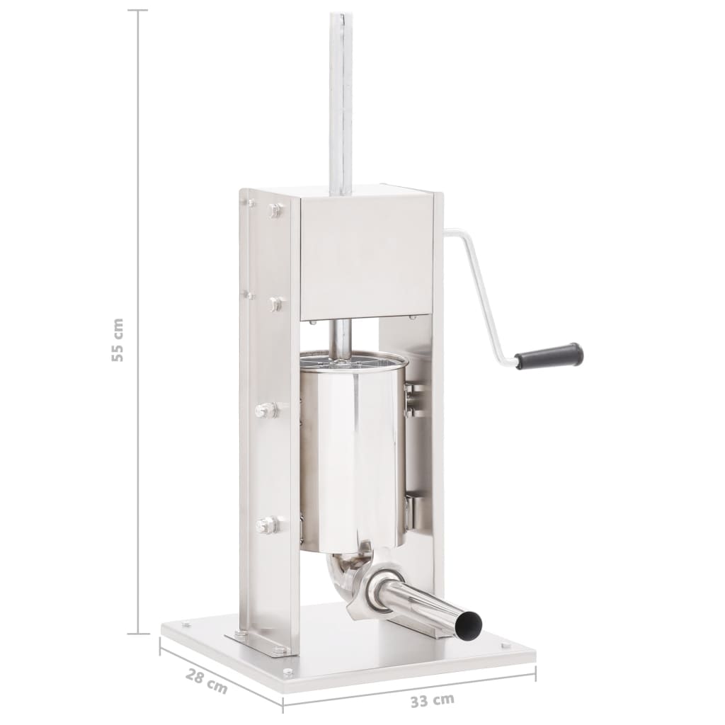 vidaXL Γεμιστικό Λουκάνικων Χειροκίνητο Ασημί 3 Λίτρα Ανοξειδ. Ατσάλι