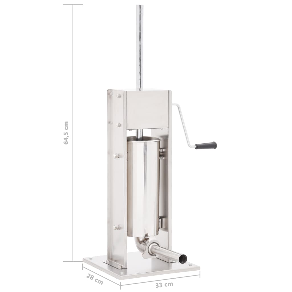 vidaXL Γεμιστικό Λουκάνικων Χειροκίνητο Ασημί 5 Λίτρα Ανοξειδ. Ατσάλι