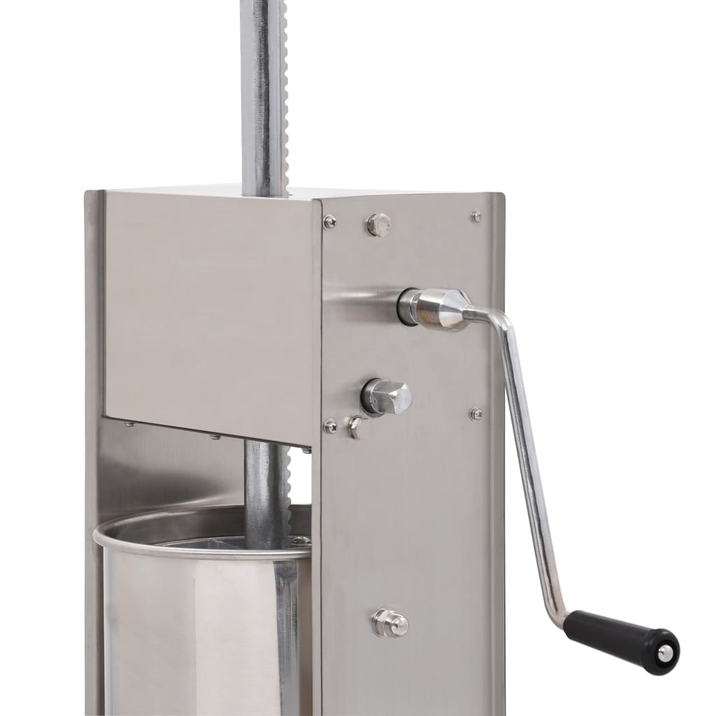 vidaXL Γεμιστικό Λουκάνικων Χειροκίνητο Ασημί 15 Λίτρα Ανοξειδ. Ατσάλι