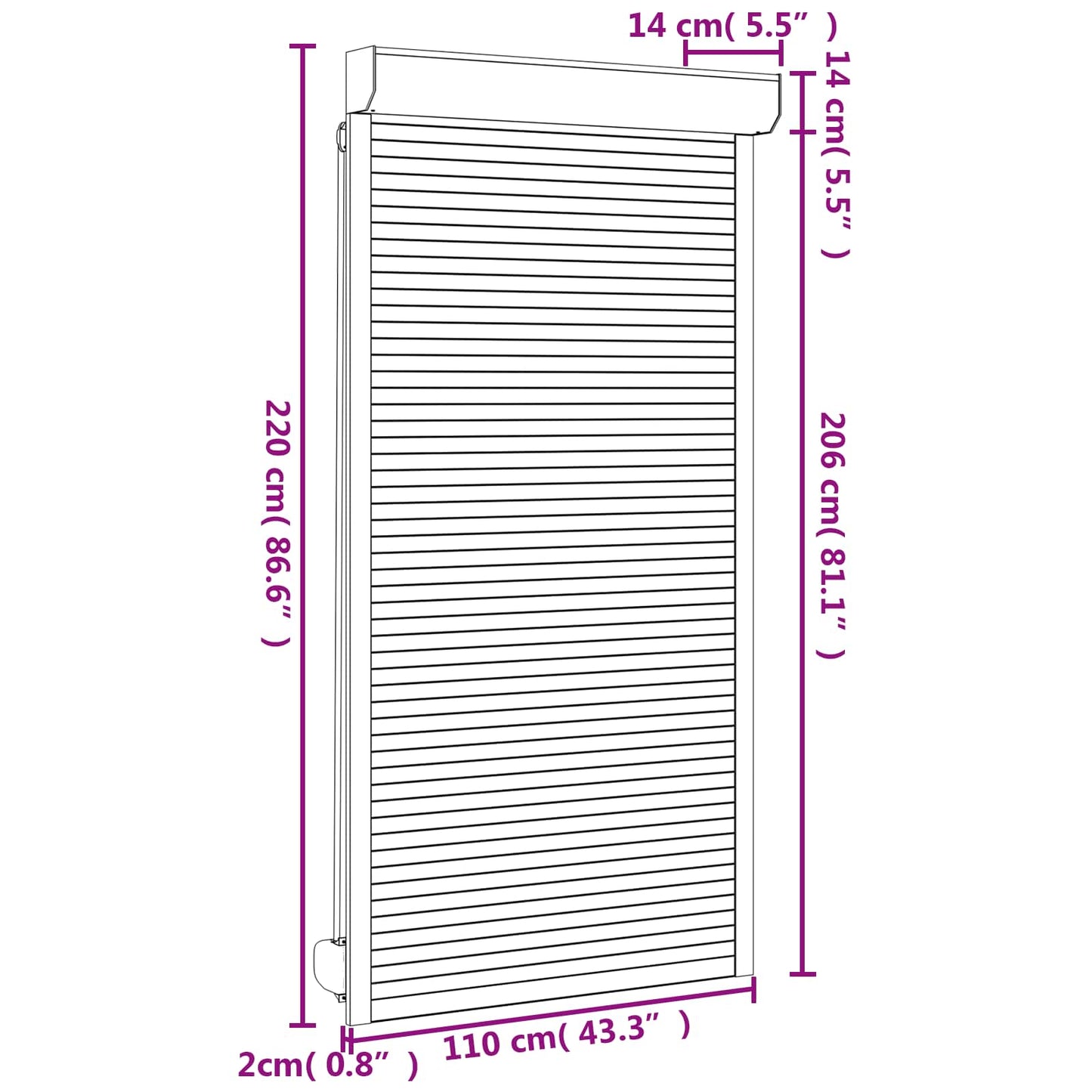 vidaXL Ρολό εισόδου Λευκός 110 x 220 cm Αλουμίνιο και Πολυουρεθάνη