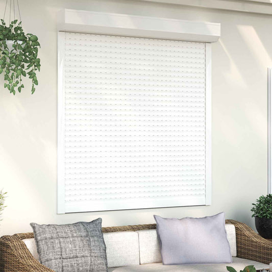 vidaXL Ρολό εισόδου Λευκός 130 x 140 cm Αλουμίνιο και Πολυουρεθάνη