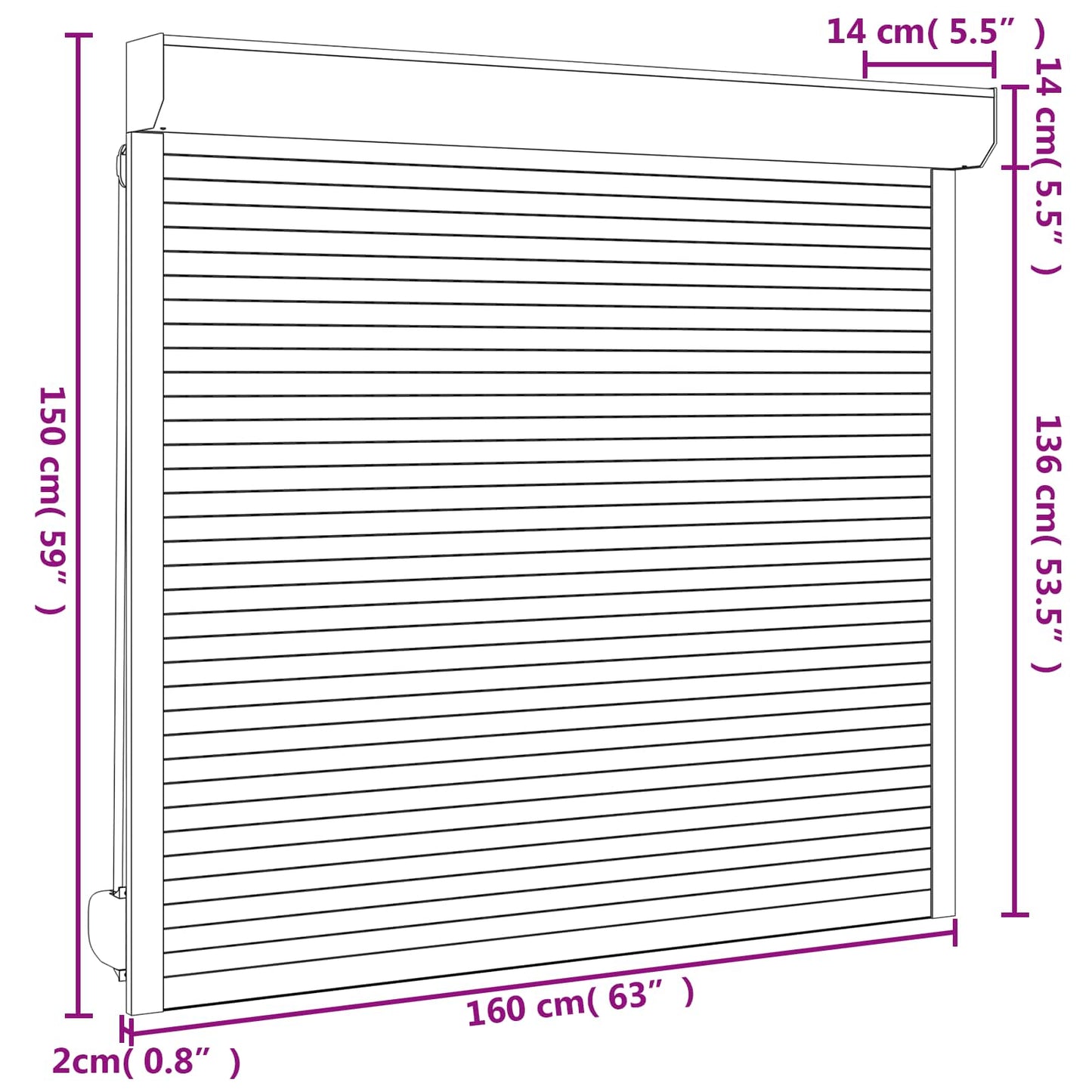 vidaXL Ρολό εισόδου Λευκός 160 x 150 cm Αλουμίνιο και Πολυουρεθάνη