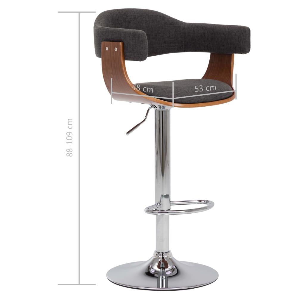 vidaXL Σκαμπό Μπαρ 2 τεμ. Γκρι από Λυγισμένο Ξύλο και Ύφασμα