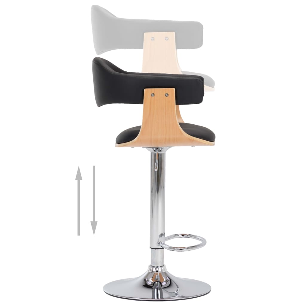 vidaXL Σκαμπό Μπαρ 2 τεμ. Μαύρα από Λυγισμένο Ξύλο και Συνθετικό Δέρμα