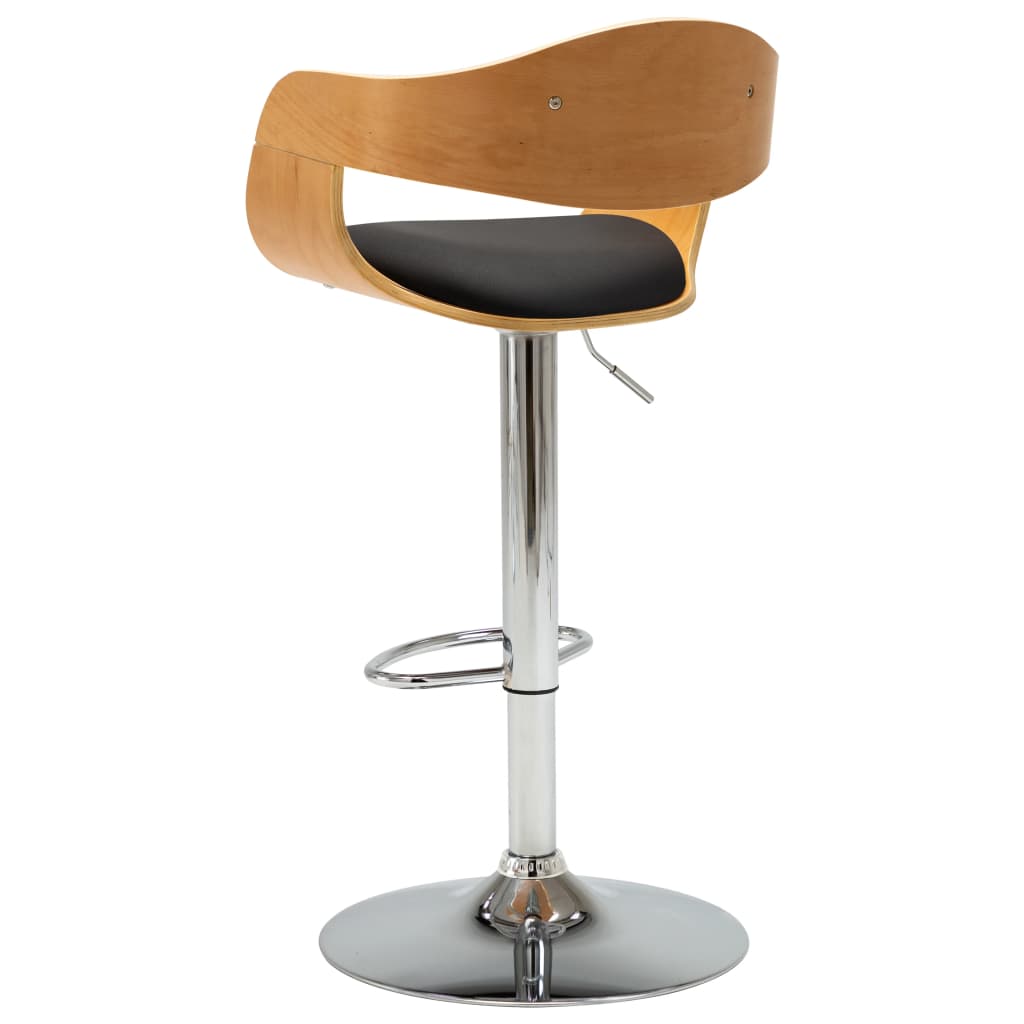 vidaXL Σκαμπό Μπαρ Μαύρο από Λυγισμένο Ξύλο και Συνθετικό Δέρμα