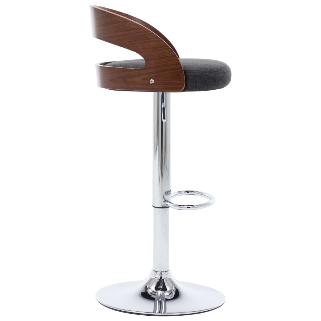 vidaXL Σκαμπό Μπαρ 2 τεμ. Σκούρο Γκρι Ύφασμα / Λυγισμένο Ξύλο