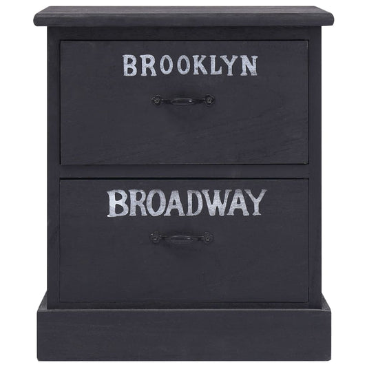 vidaXL Κομοδίνο Μαύρο 38 x 28 x 45 εκ. από Ξύλο Παυλώνιας