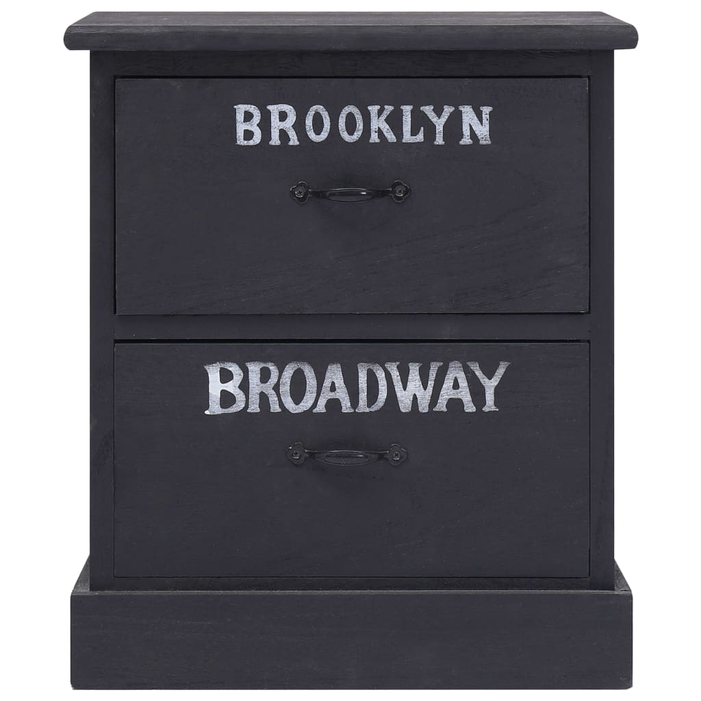 vidaXL Κομοδίνα 2 τεμ. Μαύρα 38 x 28 x 45 εκ. από Ξύλο Παυλώνιας