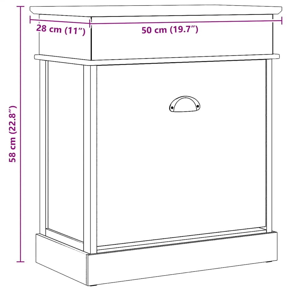 vidaXL Παπουτσοθήκη Γκρι 50 x 28 x 58 εκ. από Ξύλο Παυλώνιας