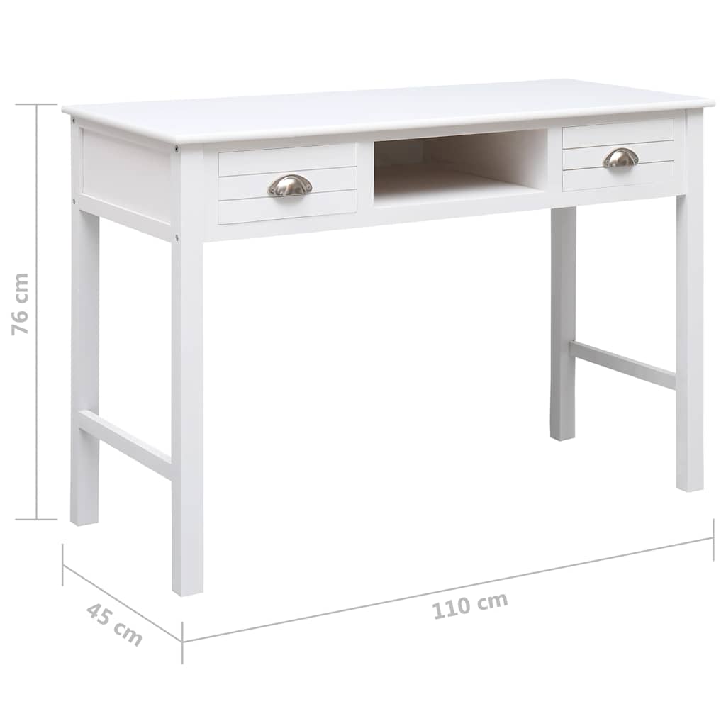 vidaXL Γραφείο Λευκό 110 x 45 x 76 εκ. Ξύλινο