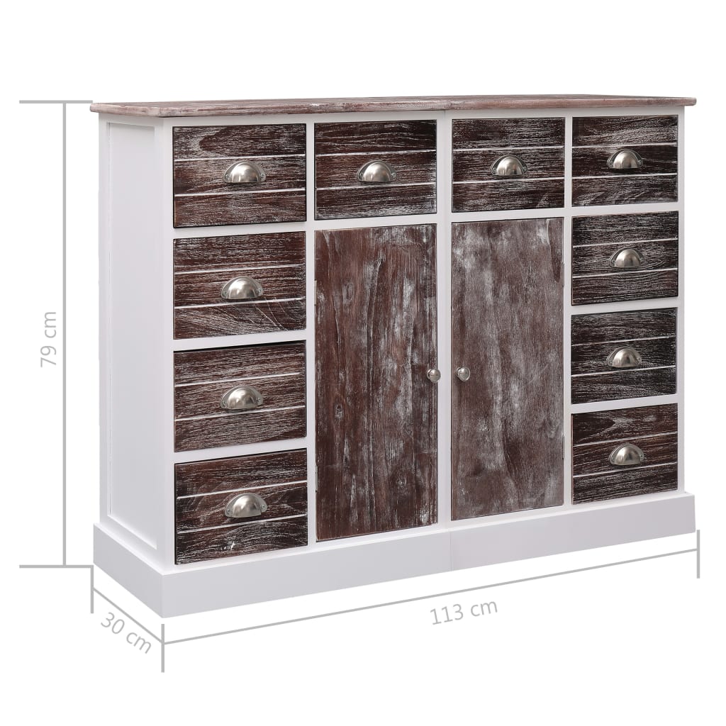 vidaXL Ντουλάπι με 10 Συρτάρια Καφέ 113 x 30 x 79 εκ. από Ξύλο
