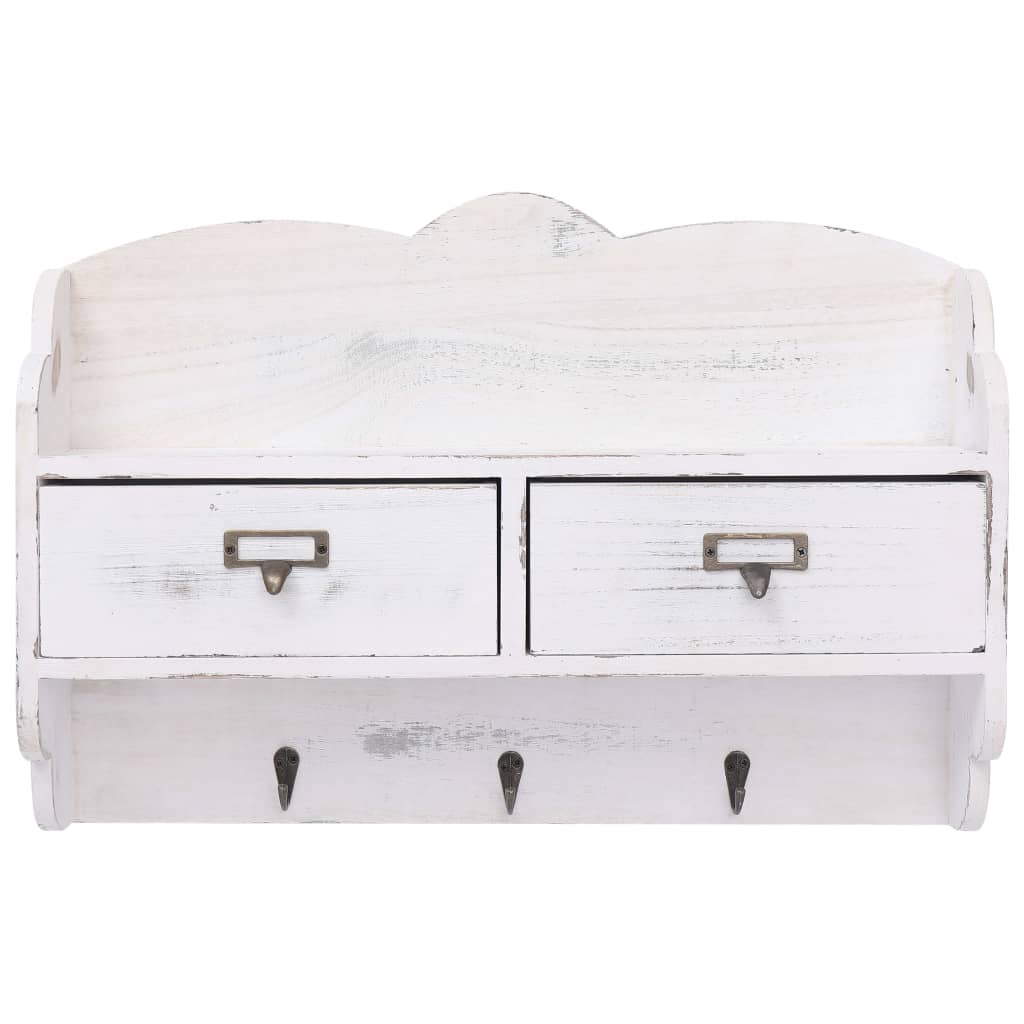 vidaXL Κρεμάστρα Τοίχου Λευκή 50 x 10 x 34 εκ. Ξύλινη