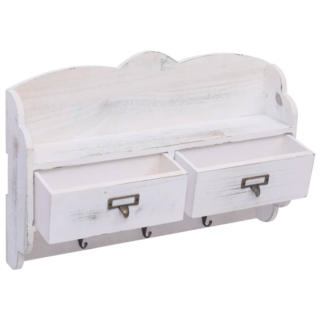 vidaXL Κρεμάστρα Τοίχου Λευκή 50 x 10 x 34 εκ. Ξύλινη