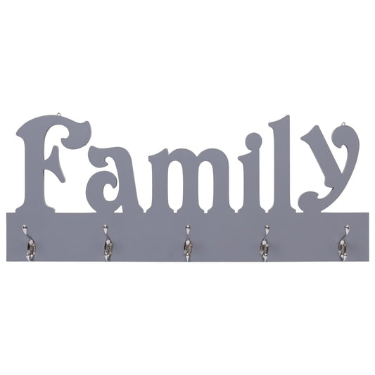 vidaXL Κρεμάστρα Τοίχου «FAMILY» Γκρι 74 x 29,5 εκ.