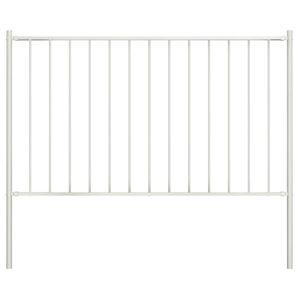 vidaXL Πάνελ Περίφραξης με Στύλους από Ατσάλι με Ηλεκτροστατική Βαφή 1,81x0,75 μ. Λευκό