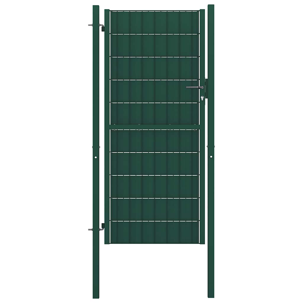 vidaXL Πόρτα Περίφραξης Πράσινη 100x124 εκ. από PVC και Ατσάλι