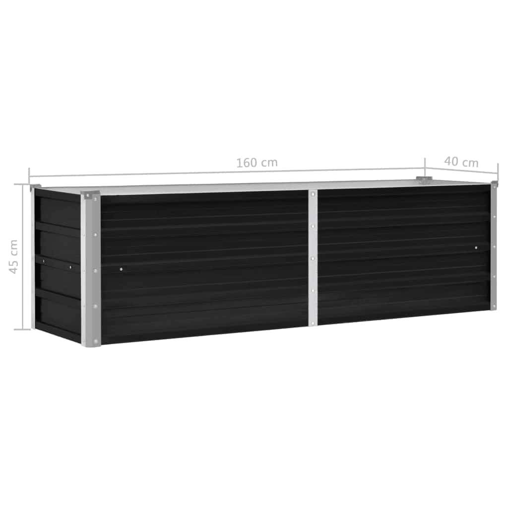 vidaXL Ζαρντινιέρα Υπερυψωμένη Ανθρακί 160x40x45 εκ. Γαλβαν. Χάλυβας