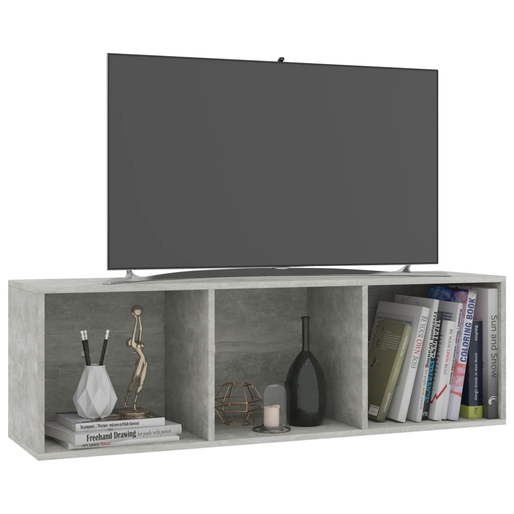 vidaXL Βιβλιοθήκη/Έπιπλο TV Γκρι Σκυροδέματος 36x30x114 εκ Επεξ. Ξύλο