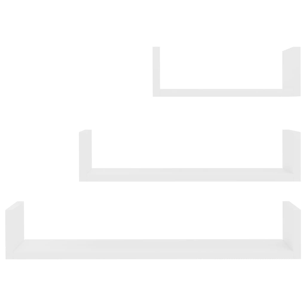 vidaXL Ράφια Τοίχου 3 τεμ. Λευκά από Επεξεργασμένο Ξύλο