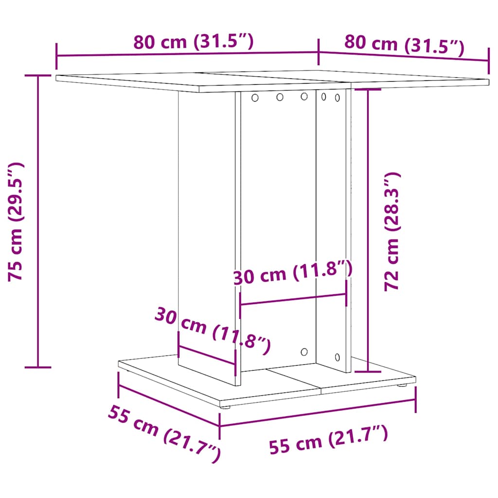 vidaXL Τραπεζαρία Λευκή / Sonoma Δρυς 80 x 80 x 75 εκ. από Μοριοσανίδα